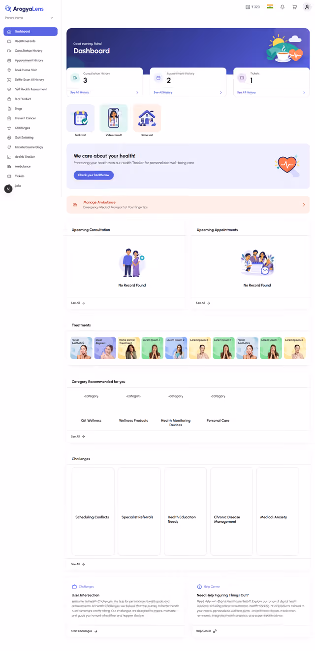 Patient Dashboard - Redesign