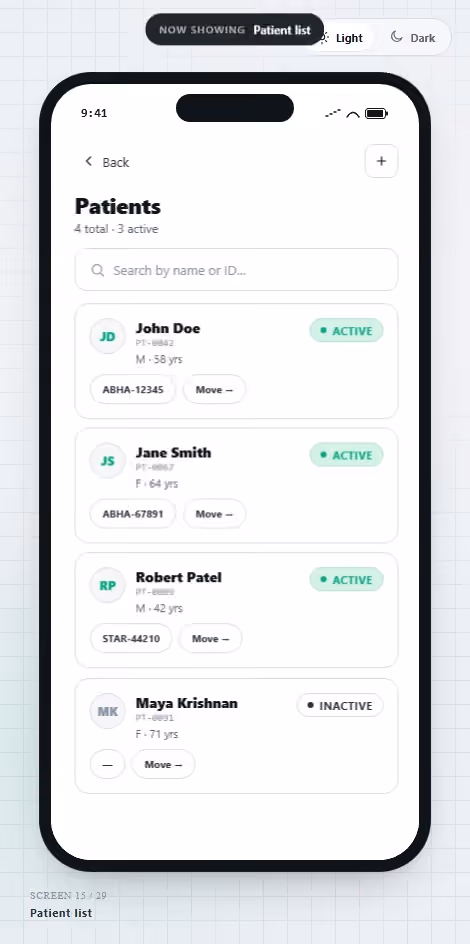 Mobile App - Patient List