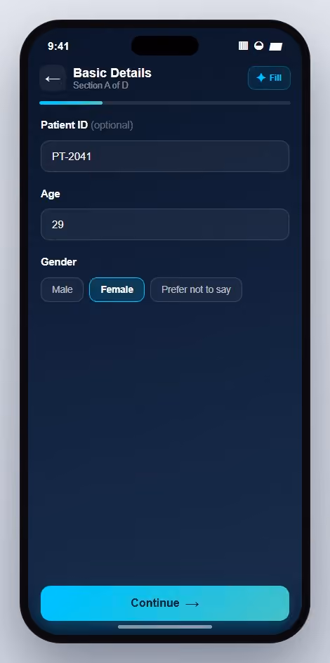 Mobile App - Health Questionnaire